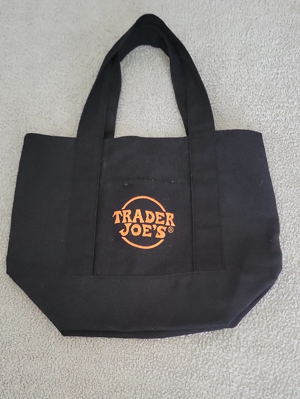 Trader Joe's Black Canvas Tote with Orange Logo Halloween Collection